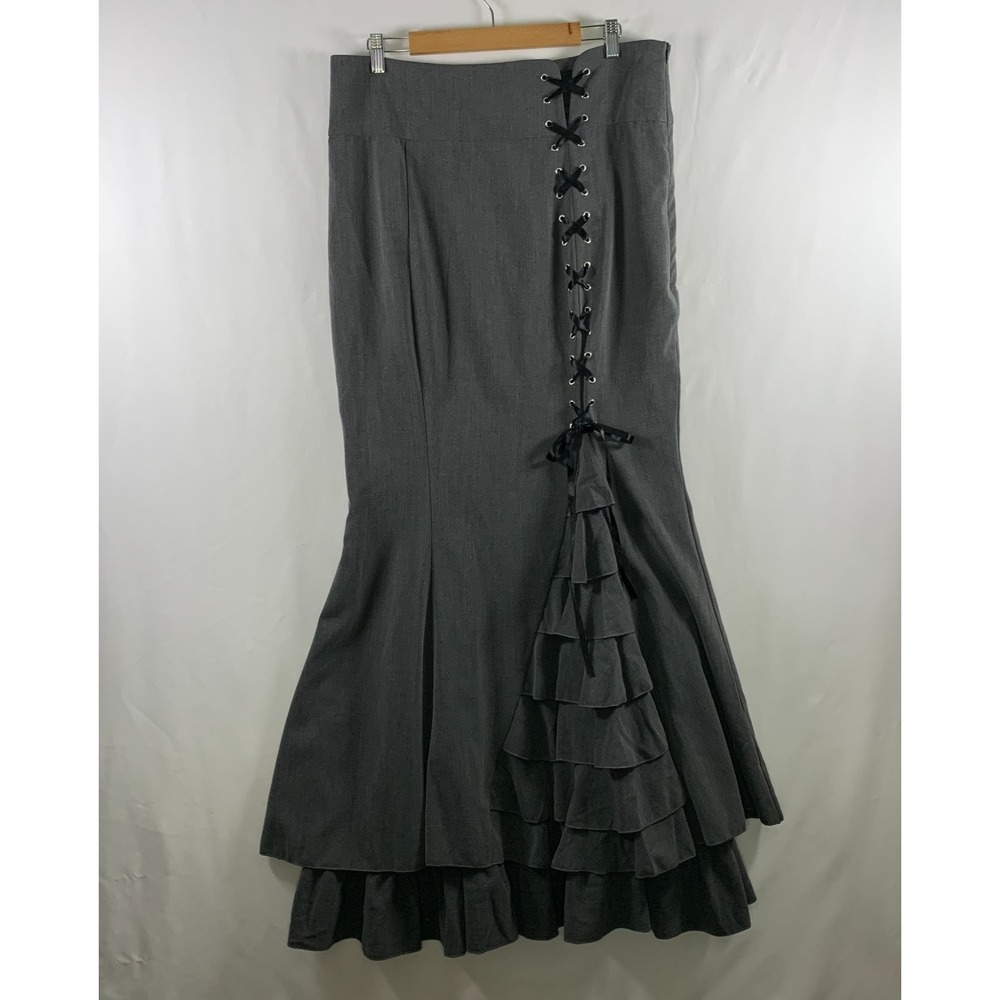 Victorian Goth Corset Lace Up Mermaid Maxi Skirt Size 46 (XL) Steampunk Witchy